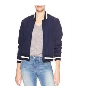 Gap Varsity Navy And Cream Silky Bomber jacket Small S